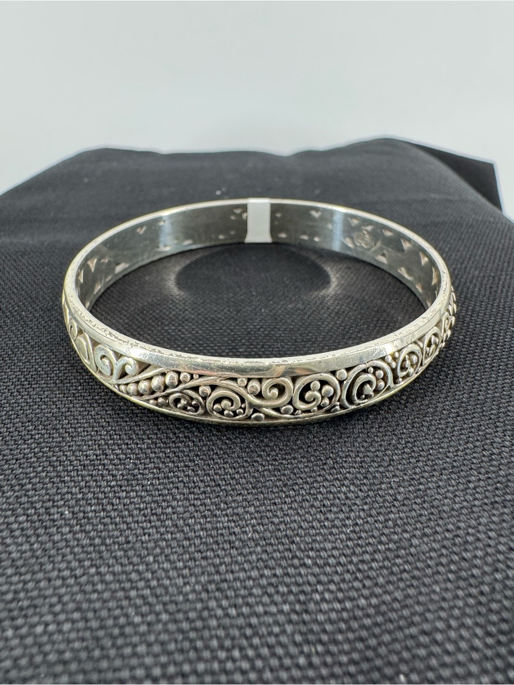 Brighton Sterling Silver Scroll-Design Bangle Bracelet - Silver